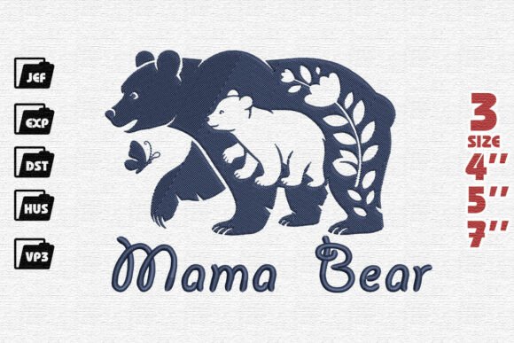 Download Mama Bear and Cub Embroidery Design - Mama bear Collection