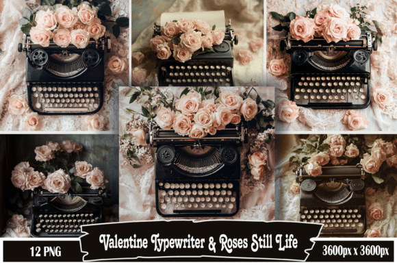 Download Valentine Typewriter &amp; Roses Still Life - Premium Resources
