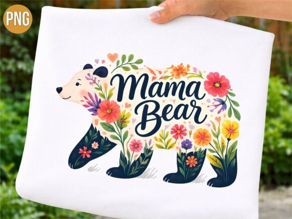 Download Mama Bear Floral Silhouette Pink PNG - Mama bear Collection